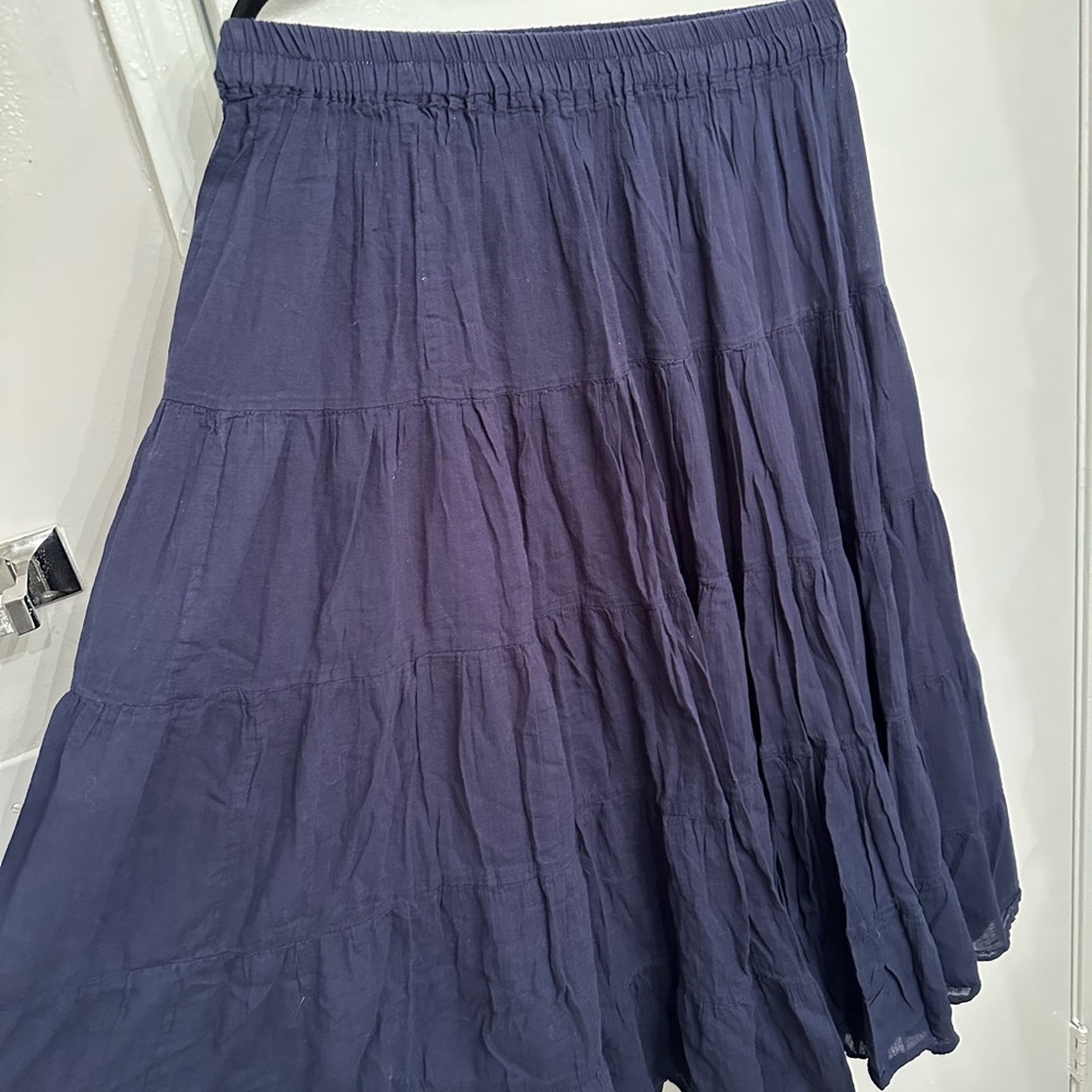"lannaclothesdesign" Navy Blue Long Maxi Skirt One Size - Picture 4 of 5